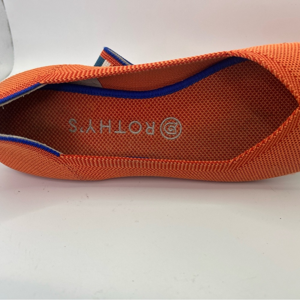 Rothy's Orange Knit Ballet Flats with Blue Trim - Picture 4 of 5